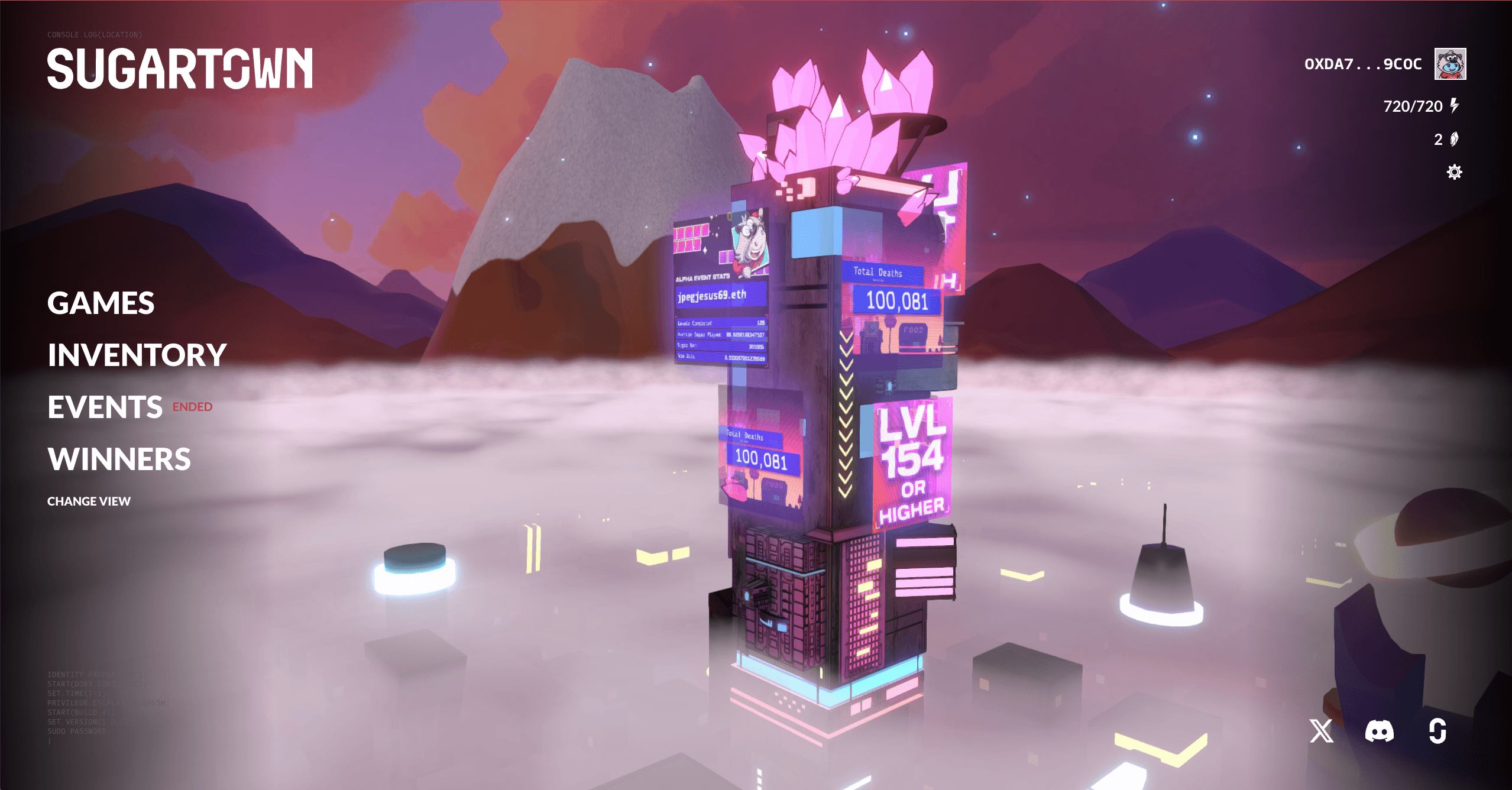 Landing page of Sugartown