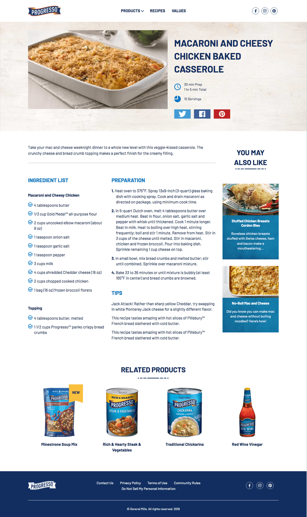 Progresso recipe detail page