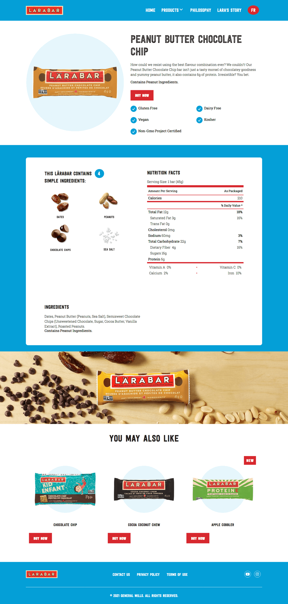 Detail view of a product detail page on the Larabar website