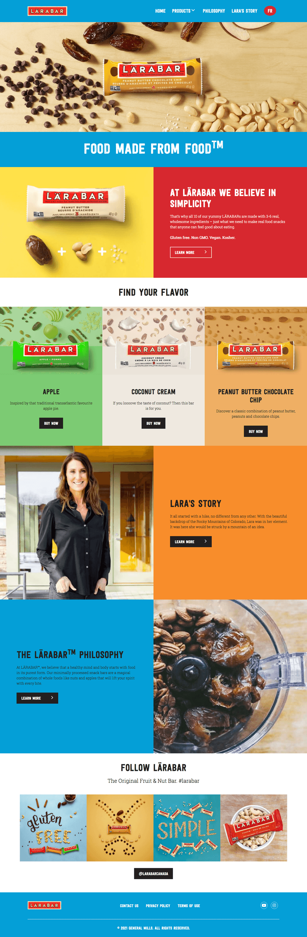 Homepage of Larabar Canada website